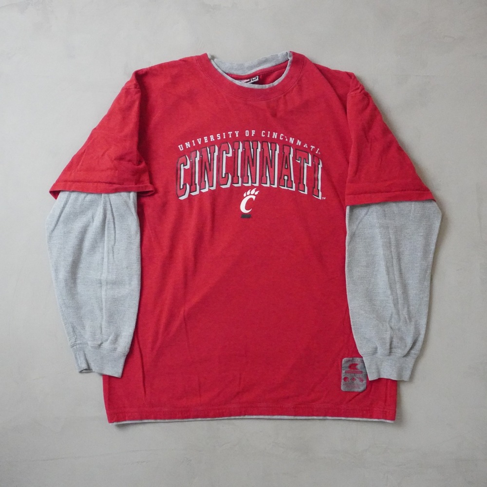Vintage University of Cincinnati Bearcats Shirt XL Mens Red Layered L/S